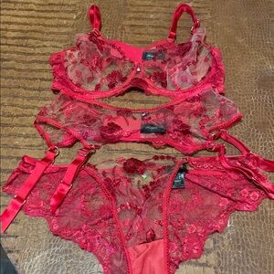 Honey Birdette Whitney Red Lace Lingerie Set